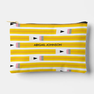 Personalized Yellow Pencil Accessory Pouch
