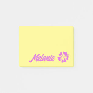 Personalized yellow Post-it® notes with flower
