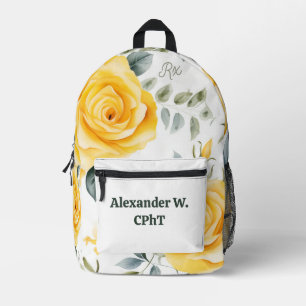 Personalized Yellow Roses and RX Symbol Backpack