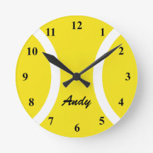 Personalized yellow tennis ball wall clock