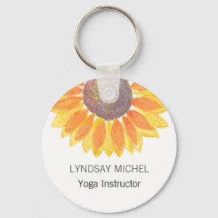 Personalized Yoga Instructor Sunflower Key Ring