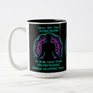 Personalized Yoga Mandala Humor Black Two-Tone Coffee Mug