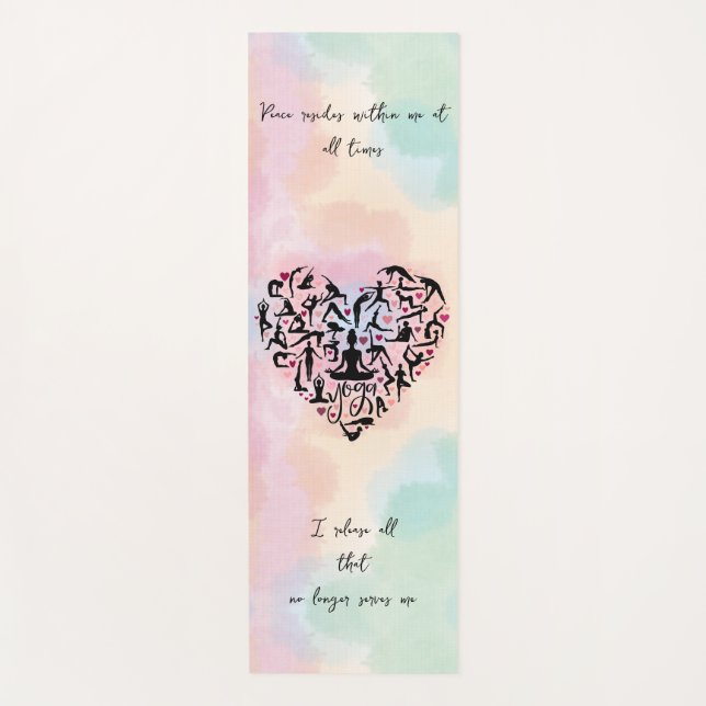 Personalized yoga mat with heart and text (Front)
