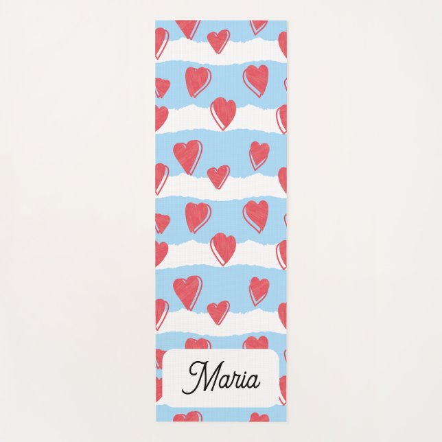 Personalized yoga mattress with hearts mat (Front)