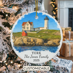 Personalized York Ornament, Maine Ceramic Tree Decoration