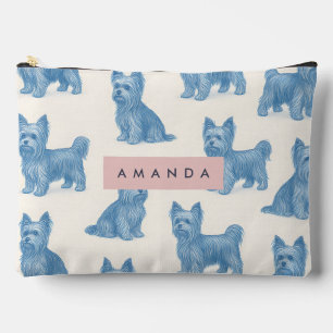 Personalized Yorkshire Terrier Blue Name Gift Cute Accessory Pouch