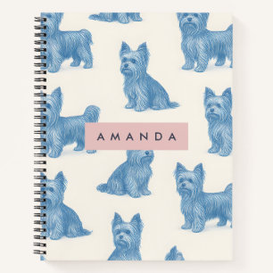 Personalized Yorkshire Terrier Blue Name Gift Cute Notebook
