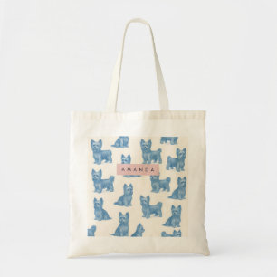 Personalized Yorkshire Terrier Blue Name Gift Cute Tote Bag