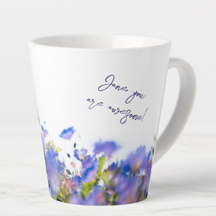 Personalized “You Are Awesome” blue wildflower Latte Mug