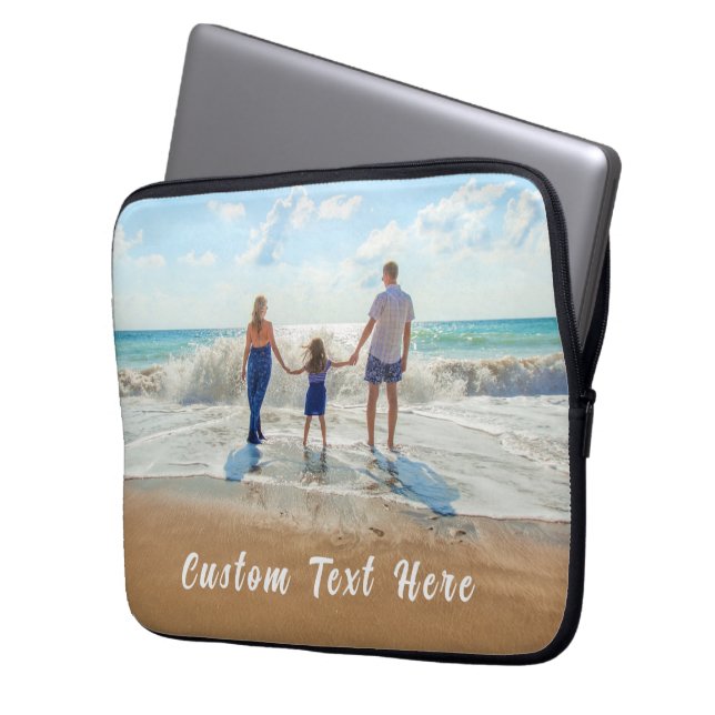 Personalized Your Photo Laptop Sleeve Custom Text (Front Left)