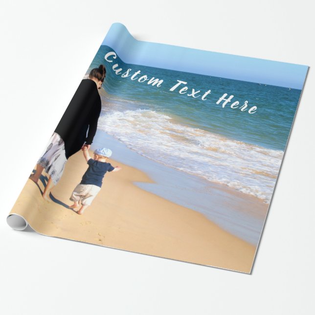 Personalized Your Photo Wrapping Paper Custom Text (Unrolled)