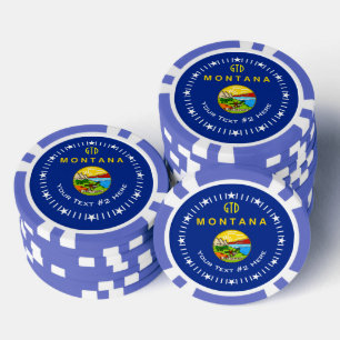 Personalized Your Text Montana State Flag on a Poker Chips
