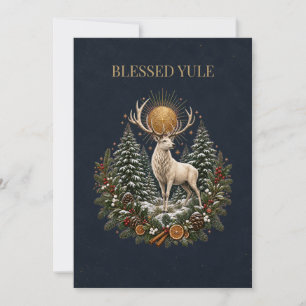 Personalized Yule Stag Winter Solstice Card