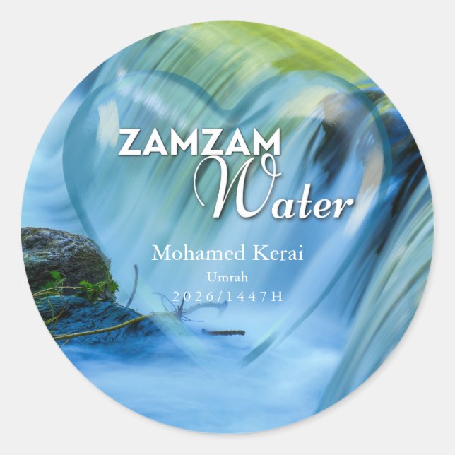 Personalized Zamzam Water Umrah & Hajj Gift Label (Front)
