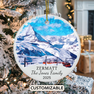 Personalized Zermatt Ornament, Switzerland Ceramic Tree Decoration