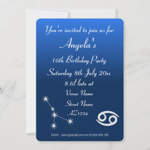 Personalized Zodiac Cancer Galaxy Party Invitation