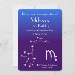 Personalized Zodiac Virgo Galaxy Party Invitation