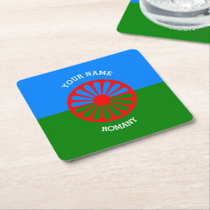 PersonalizedOfficial Romany gypsy travellers flag Square Paper Coaster