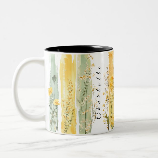 personalizedwildflowersmug 4 Two-Tone coffee mug (Left)
