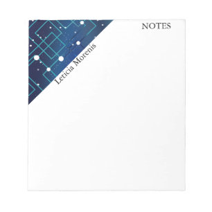 Personalizeed Blue & White Circuit Board Design Notepad