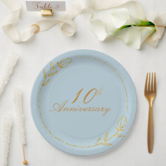 Personalizes Anniversary with Golden Frame Paper Plate