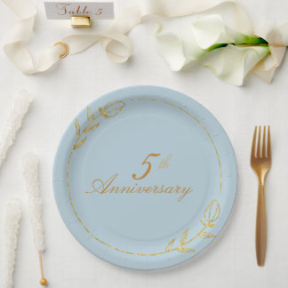 Personalizes Anniversary with Golden Frame Paper Plate