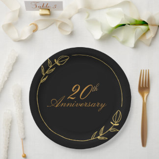 Personalizes Anniversary with Golden Frame Paper Plate