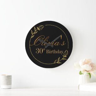 Personalizes Birthday with Golden Frame Large Clock
