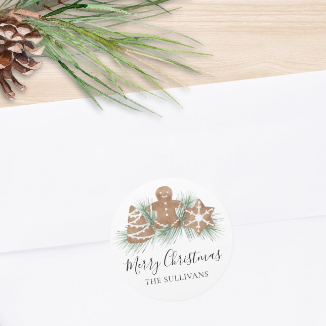 Personalzed Merry Christmas Cookies Classic Round Sticker (Creator Uploaded)