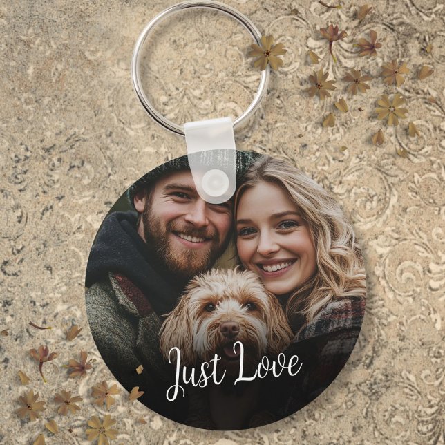 Personalzed Script Message Couple Photo Key Ring (Personalized Script Message Couple Photo Keychain)