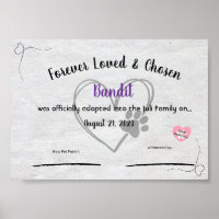 Personalzied Pet Adoption Certificate 