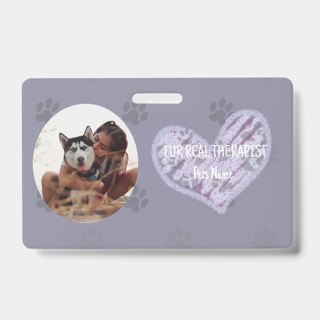 Personalzied Therapy Pet ID with Photo and Name Badge (Front)