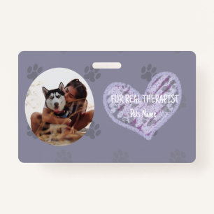 Personalzied Therapy Pet ID with Photo and Name ID Badge
