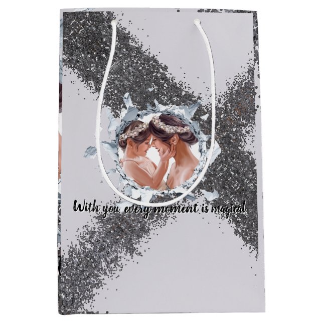 PERSONILIZE TEXT AND PICTURE  MEDIUM GIFT BAG (Front)