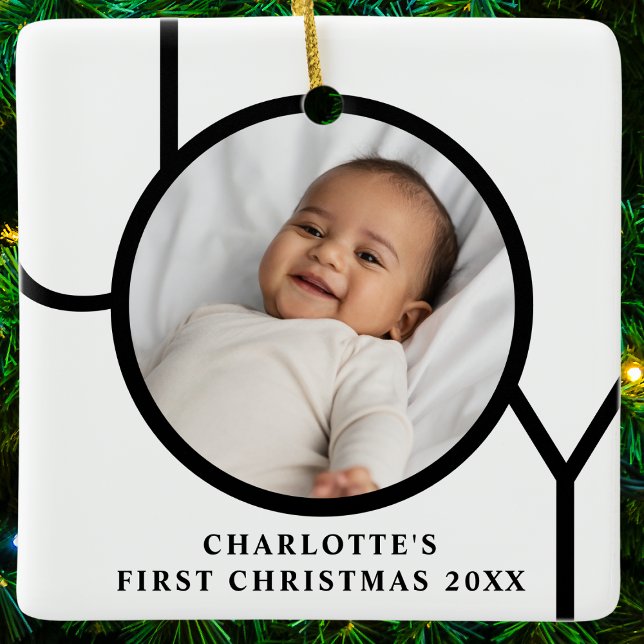 Personilized Baby Girl's First Christmas Photo Ceramic Ornament (Creator Uploaded)