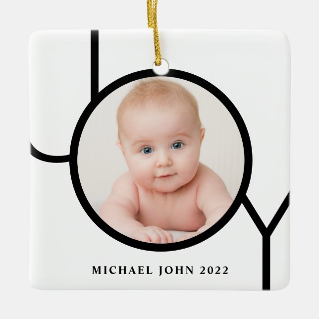 Personilized Baby Photo Christmas Ceramic Ornament (Front)