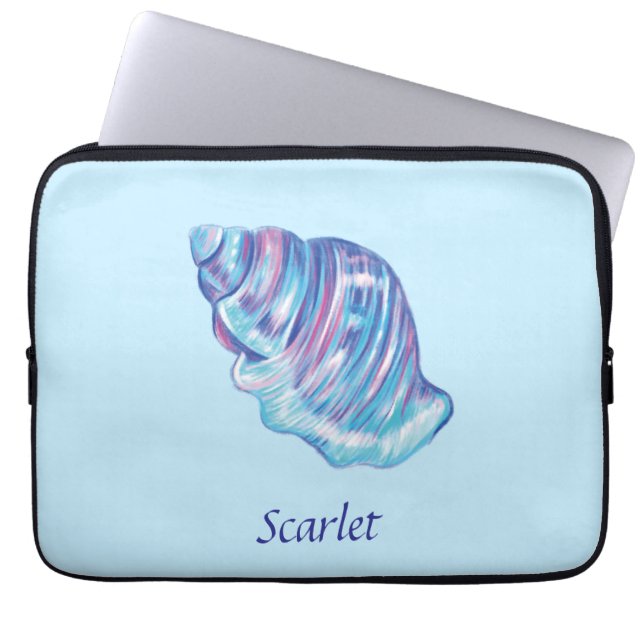 Personilized rainbow ocean seashell illustration laptop sleeve (Front)