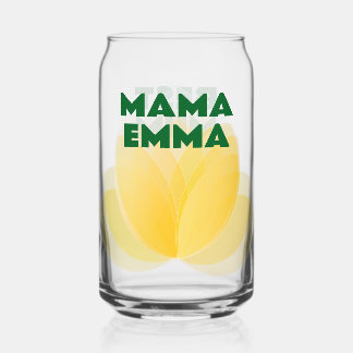 Personised Yellow Tulip Floral Drinkware for Mum Can Glass