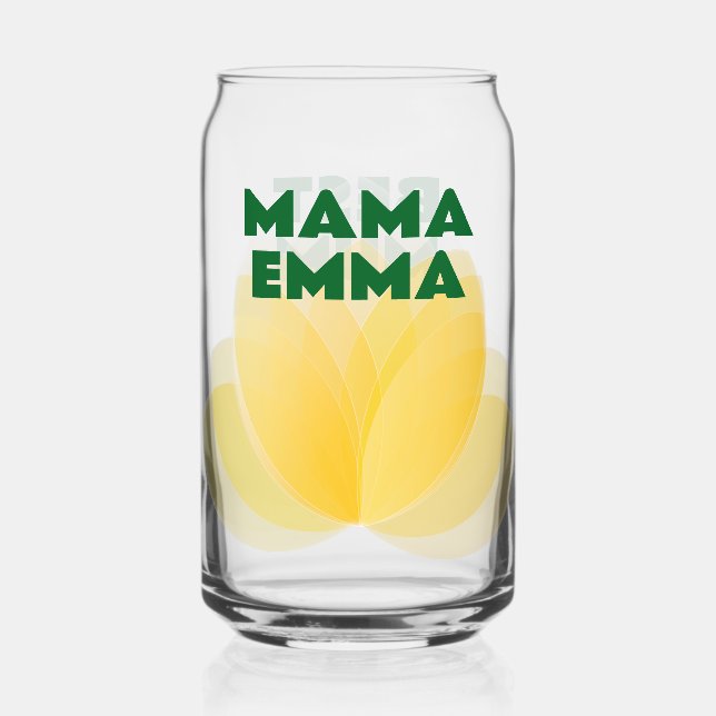 Personised Yellow Tulip Floral Drinkware for Mum Can Glass (Front)