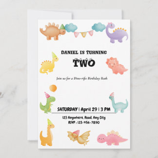 Personlaized Dinosaur Birthday Party Invitation