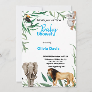 Personlaized Safari Baby Shower Invitation