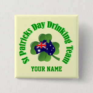 Personlalized  Irish Australian St Patrick's day 15 Cm Square Badge