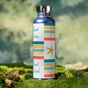 Personlizable "Just Beachy" Themed Black   Water Bottle