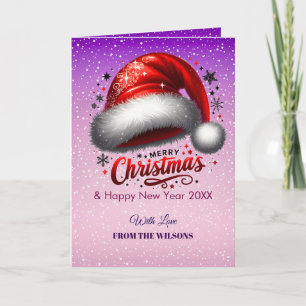 Personlized Scarlet Santa Hat Glow Photo Card