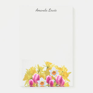 Personlized Yellow Daffodil Flower Post-It Notes