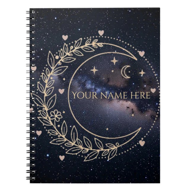 Personnalisé Lune Mystique et Ciel Étoilé  Notebook (Front)