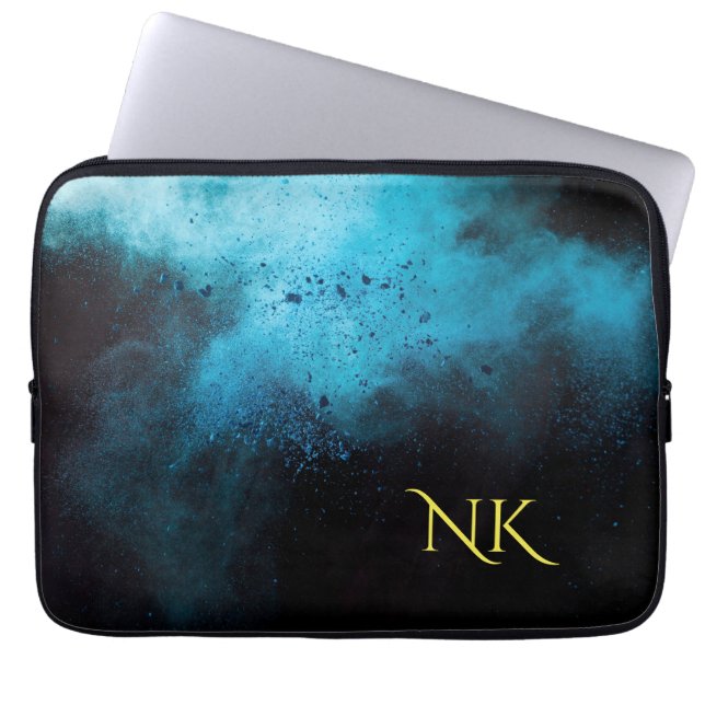 personnalised dark blue Laptop case (Front)