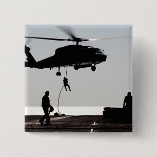 Personnel fast-rope out of an SH-60F 15 Cm Square Badge