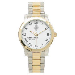 Person's black and white  Monogrammed Initial  Watch