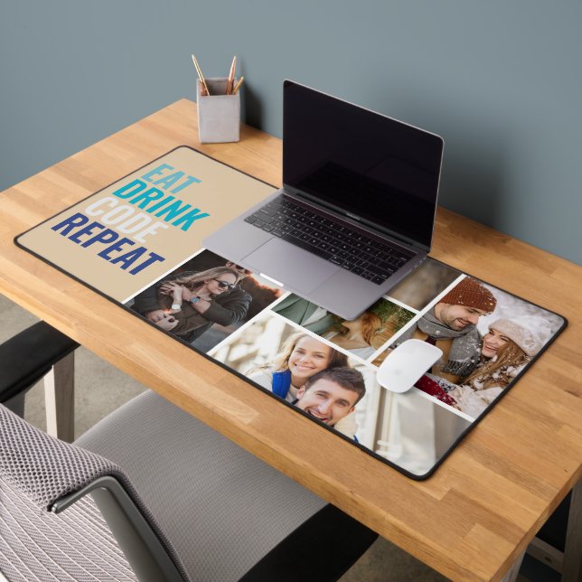 Personslised Photo Collage & Text Desk Mat (Office 2)